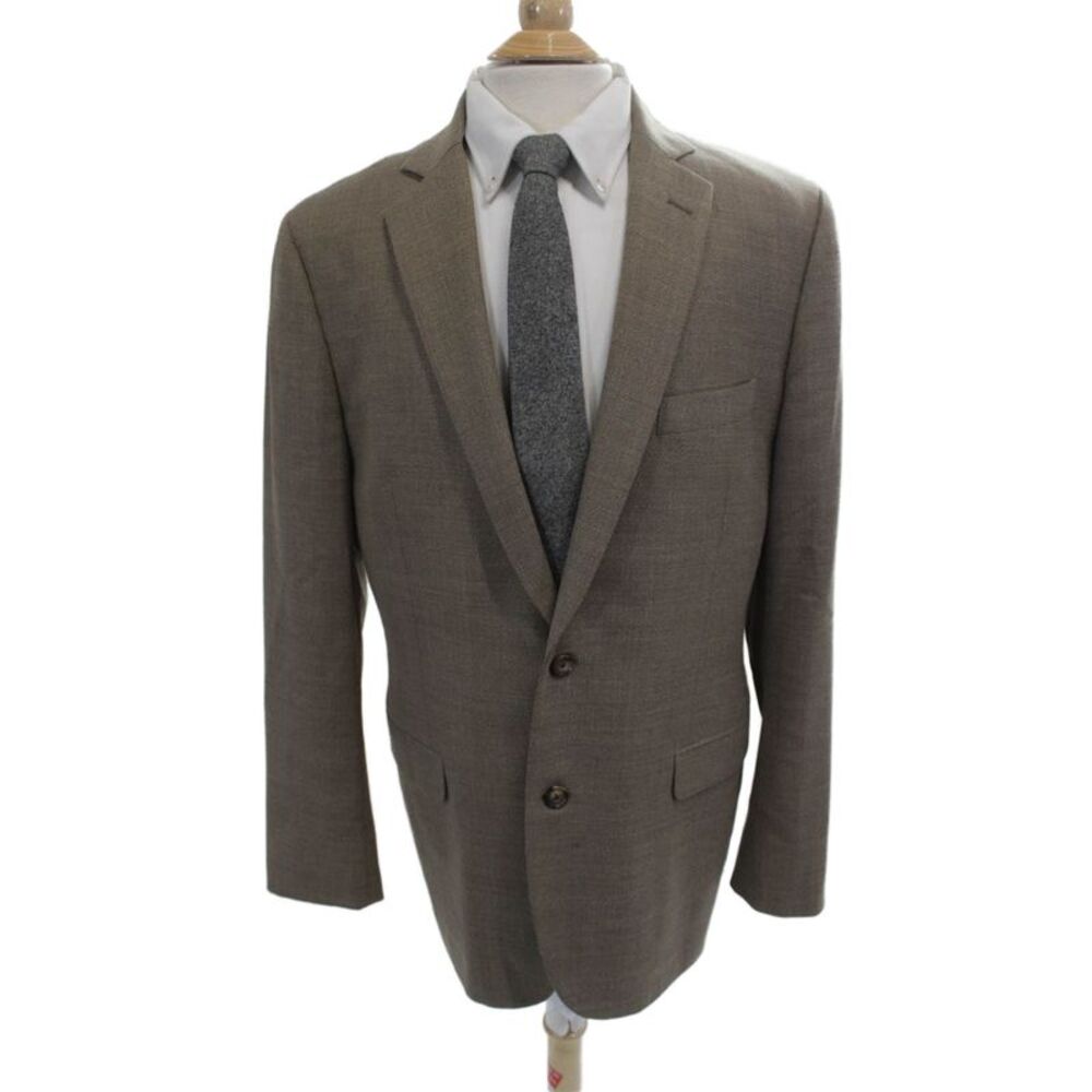Reda Mens Beige Classic Suit Jacket Button Collared Viscose Polyester Size 40
